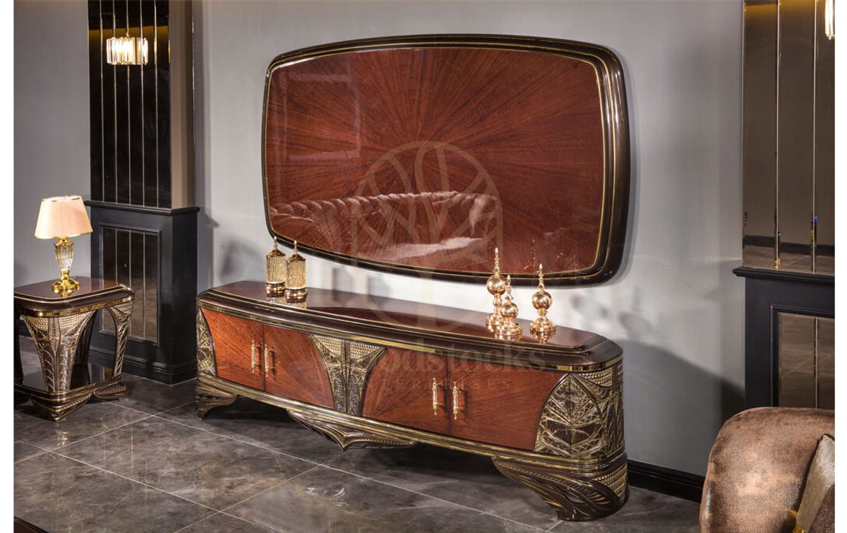 Luxury Viyola Brown Handcrafted Teak TV Cabinet, Saharanpur, TV Cabinet