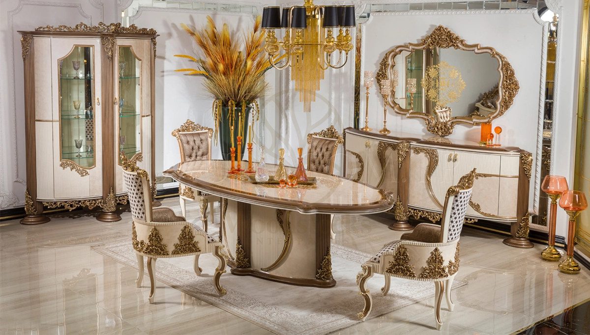 Royal Beril Hand Carved Teak Dining Table Set, Saharanpur, Dining Table