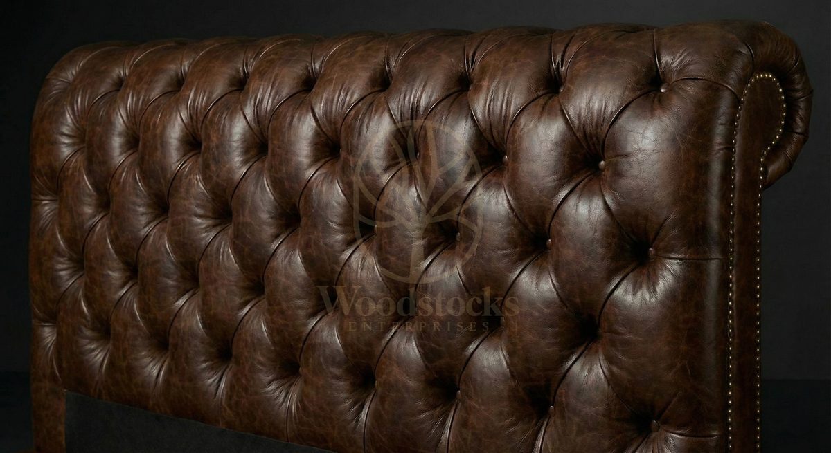 Luxury Teak Winston Chesterfield Leather Bed, Saharanpur, view 5