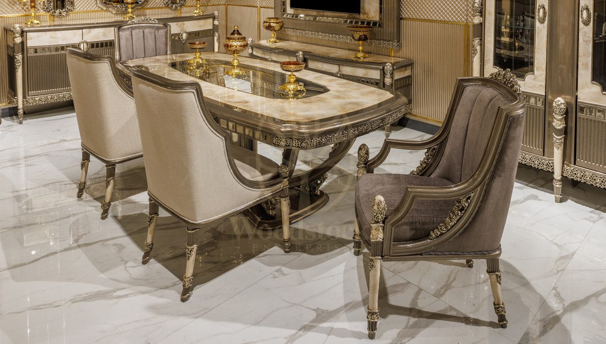 Royal Madison Hand Carved Teak Dining Table Set, Saharanpur, Dining Table