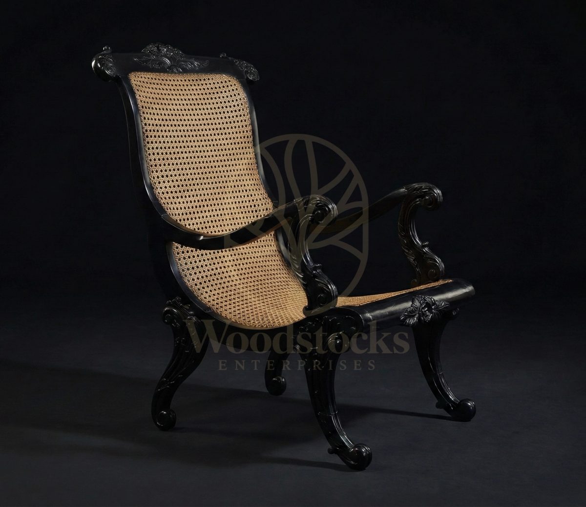 Hand Carved Teak Ceylonese Cane & Ebony Sitting Suite, Saharanpur, view 4