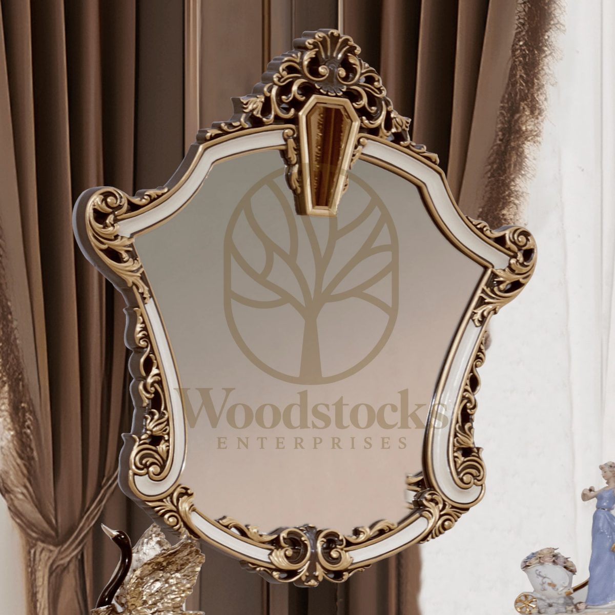 Teak Ornate Marbled Ivory Bedroom Set, view 5