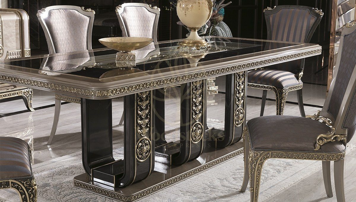 Royal Rivena Hand Carved Teak Dining Table Set, Saharanpur, view 2