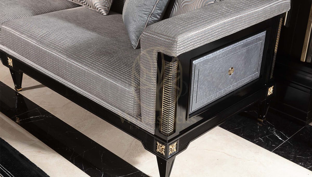 Luxury Caserta Grey Handcrafted Teak Sofa Set, Saharanpur, view 10