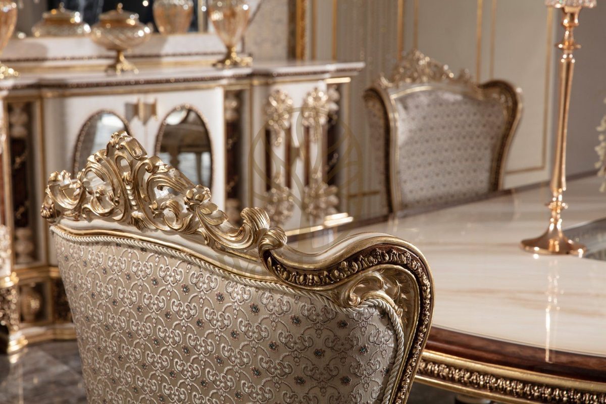Teak Monaco Cream and Gold Dining Set, view 9
