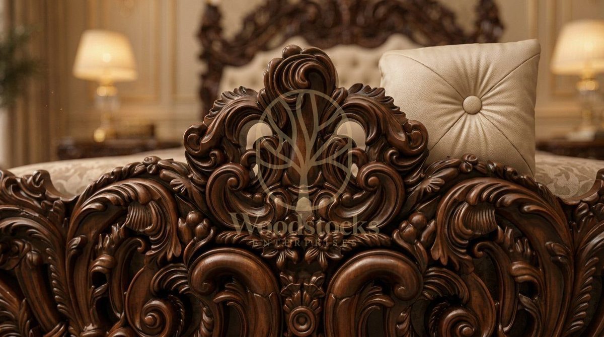 Maharaja Luxury Hand-Carved Teak King Bed II, view 4