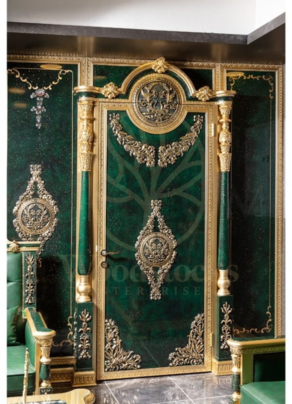 Royal Saheste Green Hand Carved Teak Sofa Set, Saharanpur, view 10