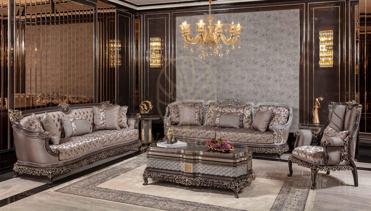 Royal Bergama Bronze Hand Carved Teak Sofa Set, Saharanpur, Sofa Set