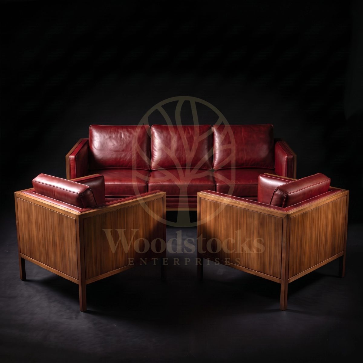 Luxury Teak Øresund Mid Century Oxblood Leather Suite, Saharanpur, Sofa Set