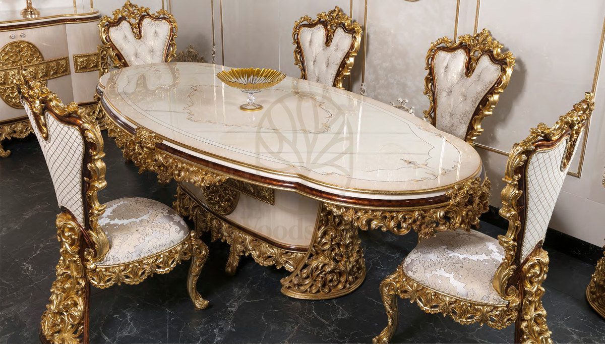 Royal Maskat Hand Carved Teak Dining Table Set II, Saharanpur, view 2