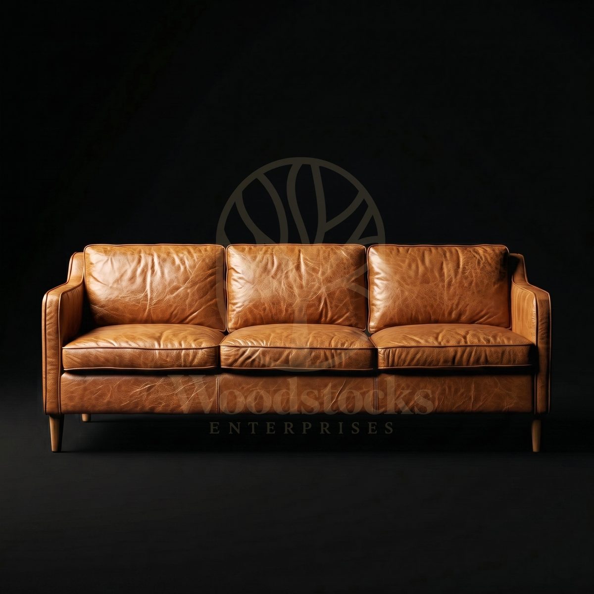 Luxury Teak Kolding Cognac Leather Sofa, Saharanpur, Sofa Set