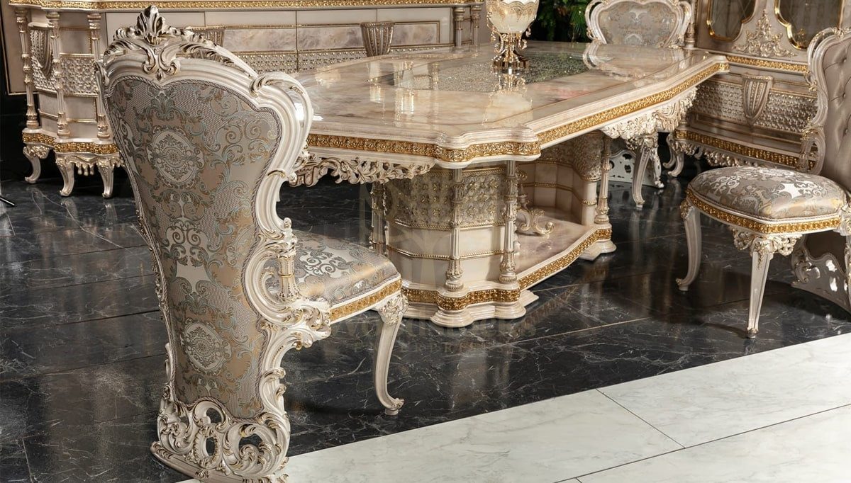 Royal Defne Hand Carved Teak Dining Table Set, Saharanpur, view 2