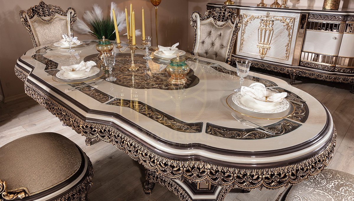 Royal Royena Hand Carved Teak Dining Table Set, Saharanpur, view 3