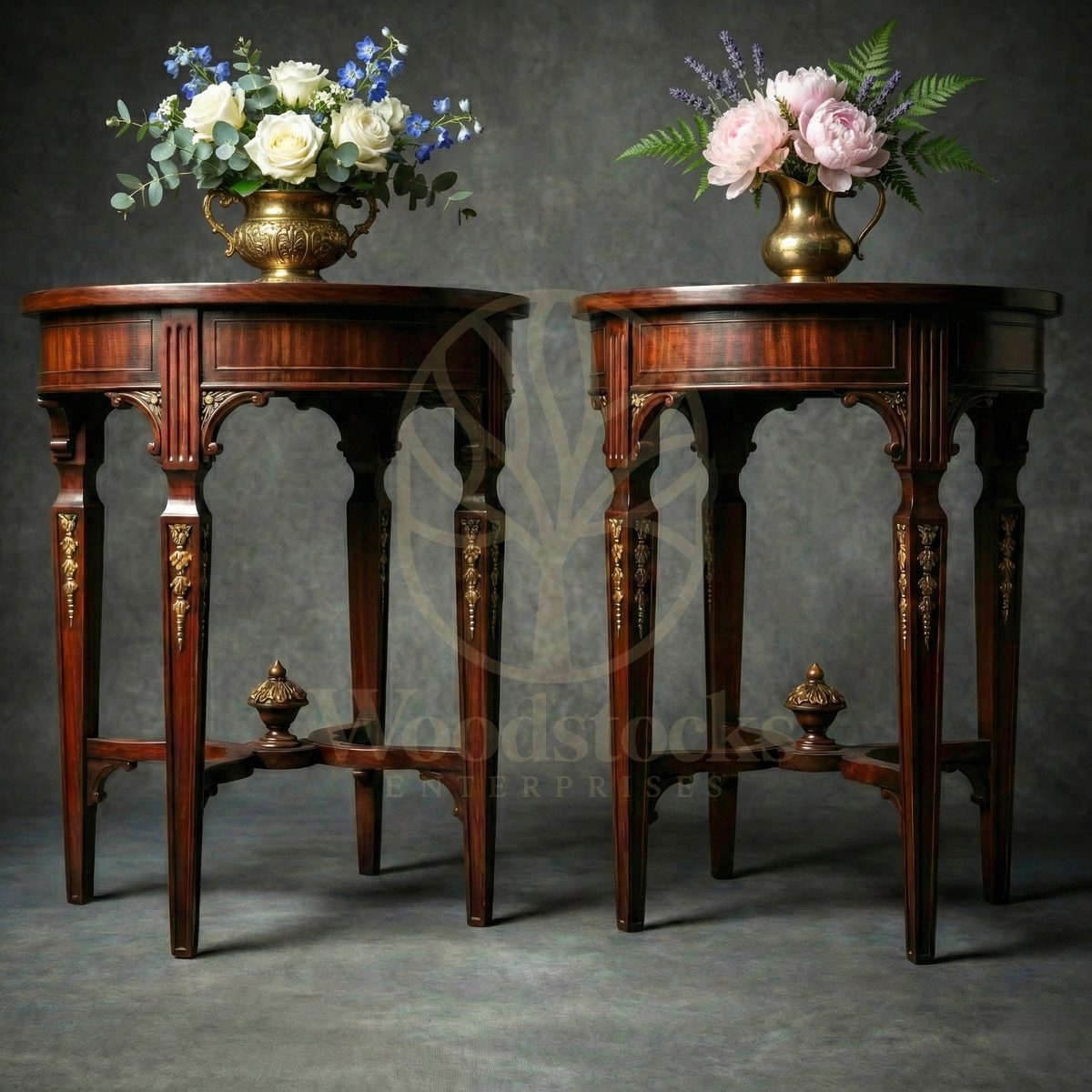 Royal Teak Versailles Neoclassical Side Tables, Saharanpur, End Table / Corner Table
