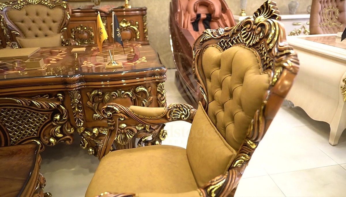 Royal Saltanat Hand Carved Teak Office Table, Saharanpur, view 3