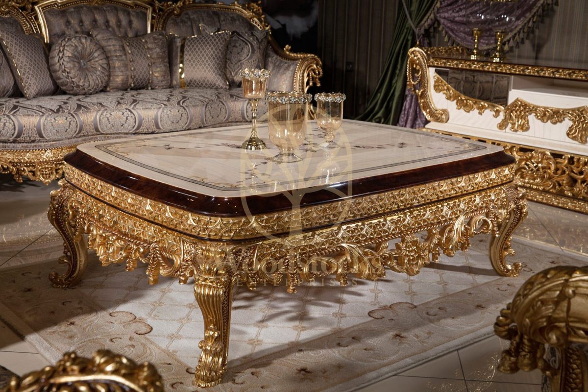 Teak Sovereign Antique Gold Center Table, Center Table