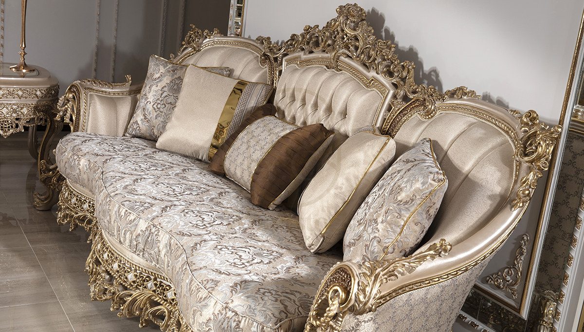 Royal Hisar White Hand Carved Teak Sofa Set, Saharanpur, view 5