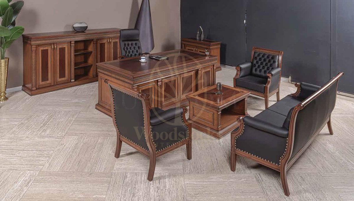 Royal Sahika Hand Carved Teak Office Table, Saharanpur, Office & Study Table