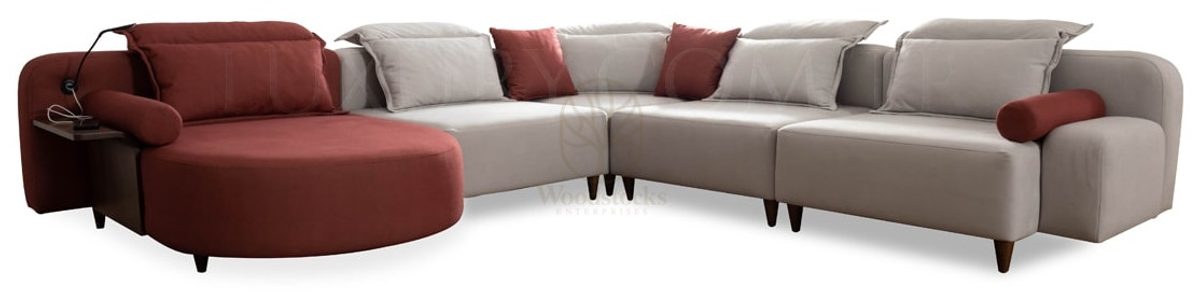 Luxury Fidelya Handcrafted Teak L-Shape Sofa, Saharanpur, view 8