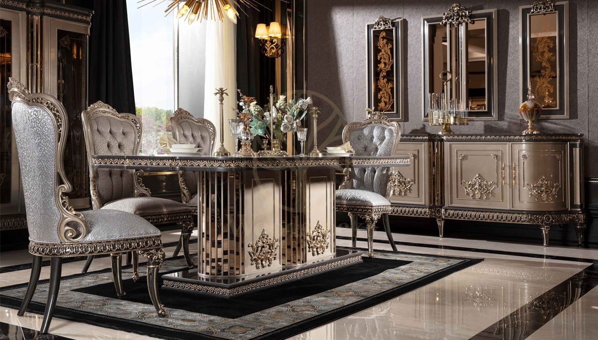 Royal Dominika Hand Carved Teak Dining Table Set, Saharanpur, view 3