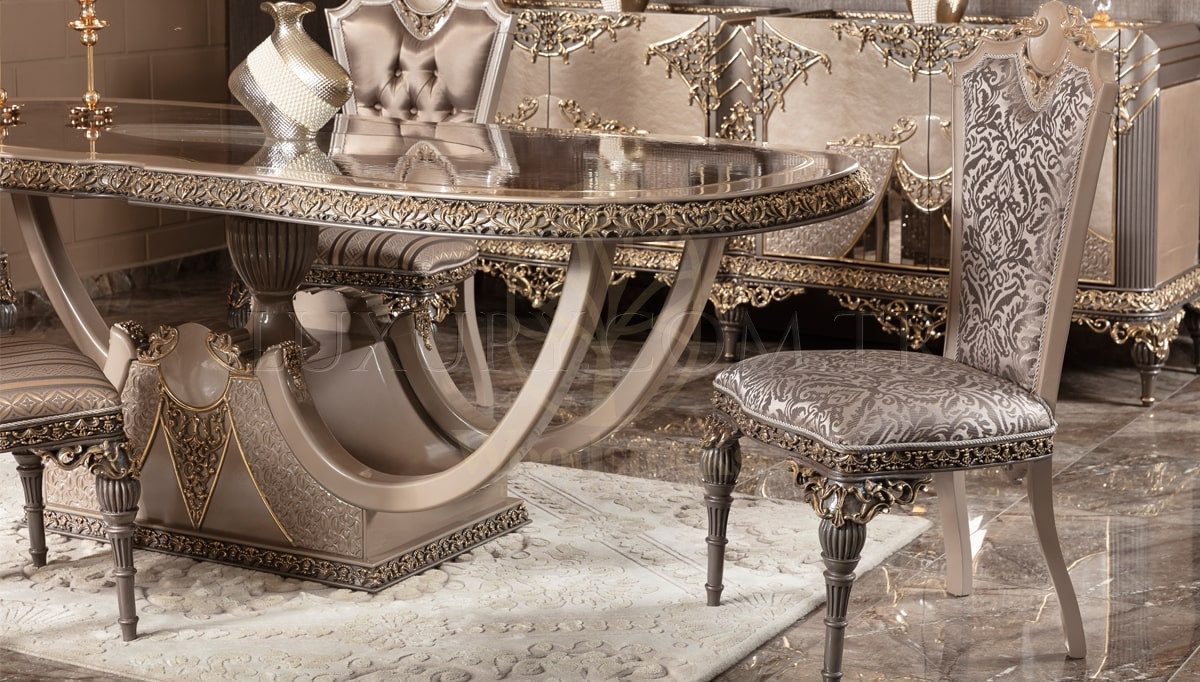 Royal Valena Hand Carved Teak Dining Table Set, Saharanpur, view 3