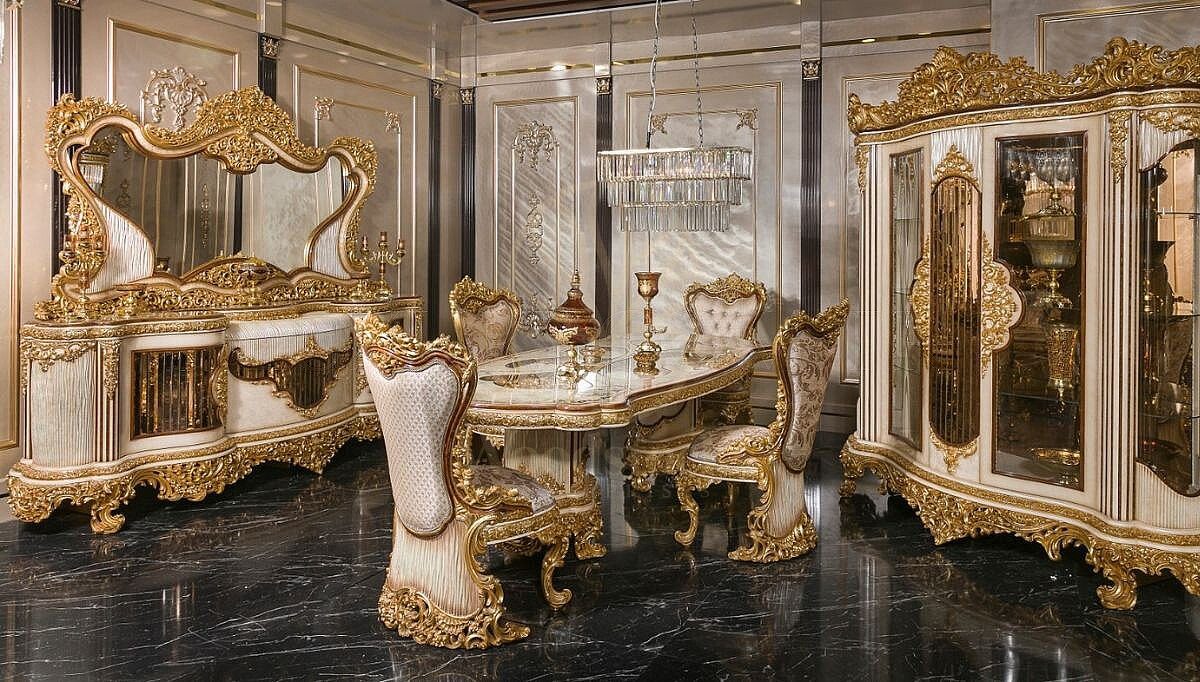 Royal Levante Hand Carved Teak Dining Table Set II, Saharanpur, Dining Table