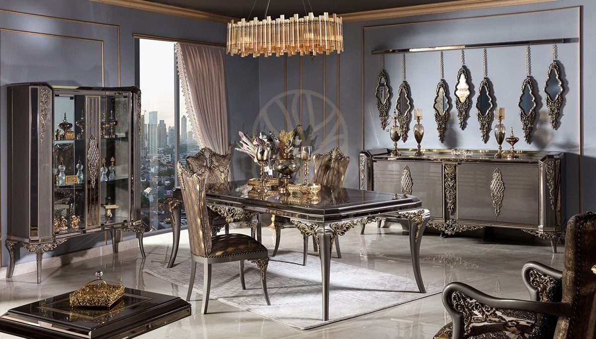 Royal Rabesa Hand Carved Teak Dining Table Set II, Saharanpur, Dining Table