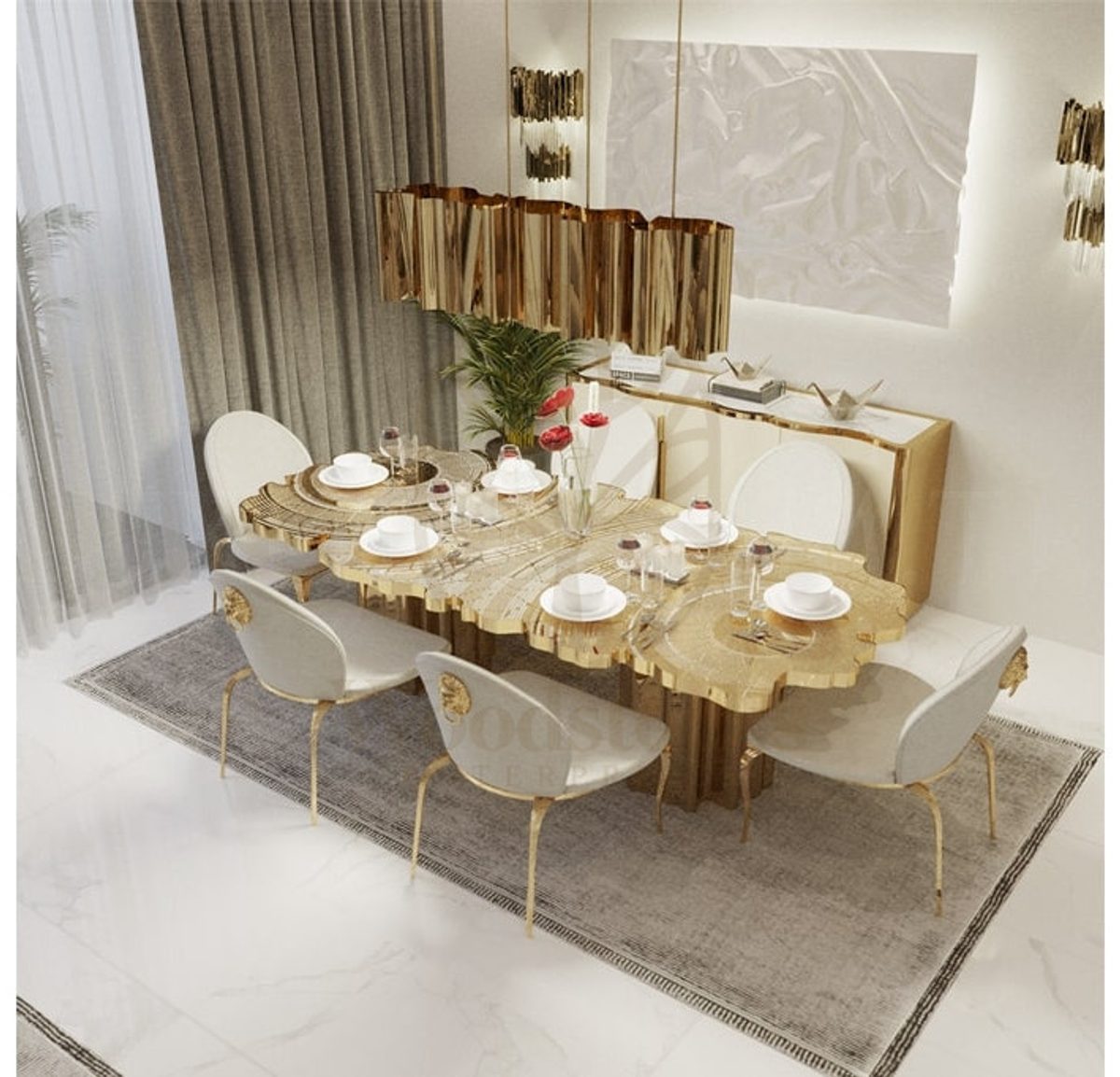 Luxury Sandor Handcrafted Teak Dining Table Set, Saharanpur, view 3