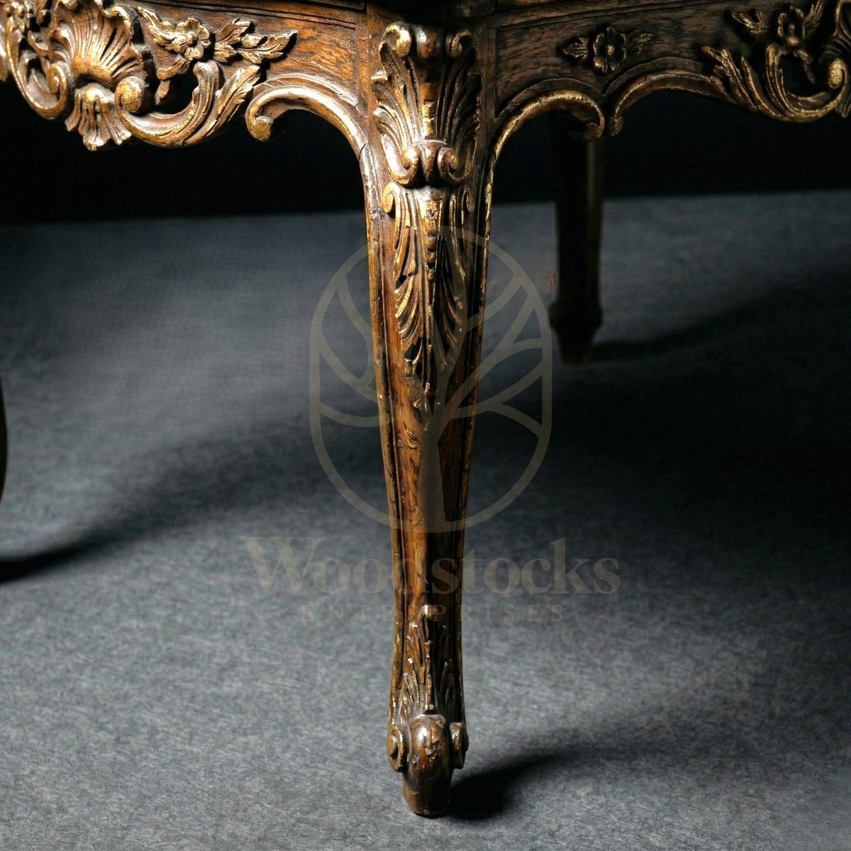 Royal Hand Carved Teak French Court Louis XV Marble Salon Table, Saharanpur, view 6