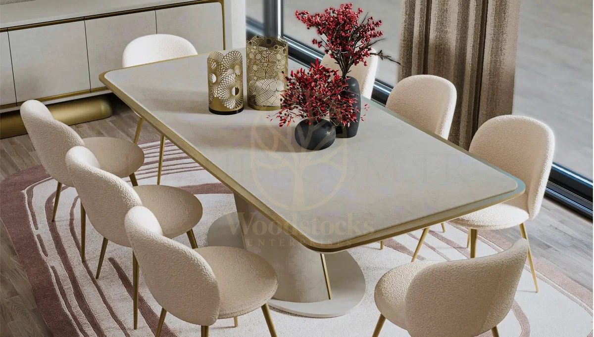 Luxury Porada Handcrafted Teak Dining Table Set, Saharanpur, view 2