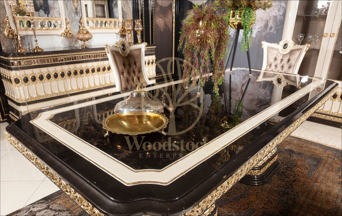 Teak Regal Ivory and Gold Dining Set, view 3