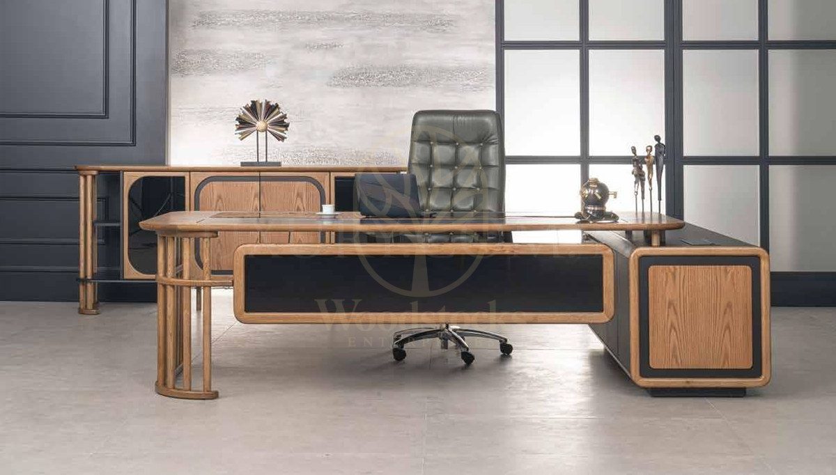 Luxury Bolton Handcrafted Teak Office Table, Saharanpur, view 3