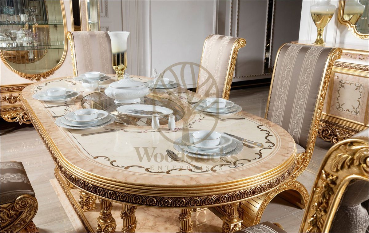 Teak Palace Gold and Ivory Dining Set, view 7