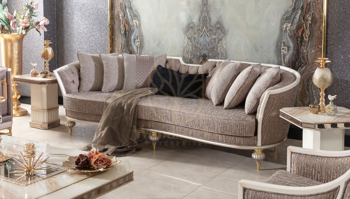 Luxury Hereford Cream Handcrafted Teak Sofa Set, Saharanpur, view 2