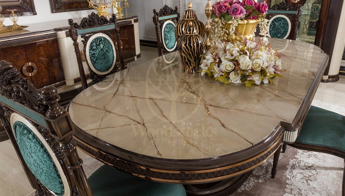 Royal Pataya Hand Carved Teak Dining Table Set, Saharanpur, view 9