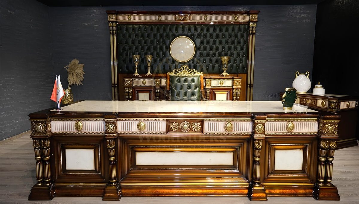 Royal Hatem Hand Carved Teak Office Table, Saharanpur, Office & Study Table
