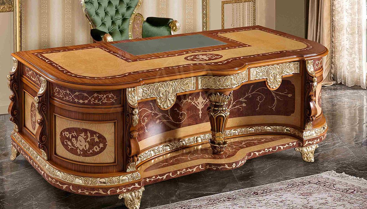 Royal Hanza Bronze Hand Carved Teak Office Table, Saharanpur, Office & Study Table