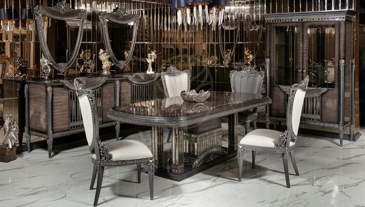 Royal Evander Hand Carved Teak Dining Table Set, Saharanpur, Dining Table