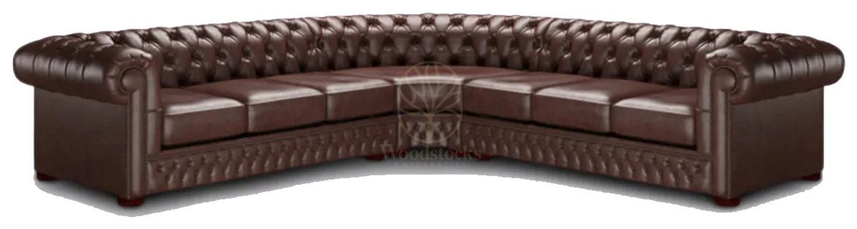 Royal Nirva Blue Chesterfield Hand Carved Teak L-Shape Sofa, Saharanpur, view 4