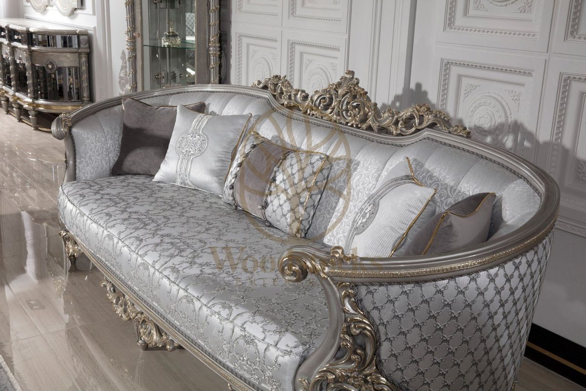Teak Nora Silver Grey Carved Sofa Set, view 11