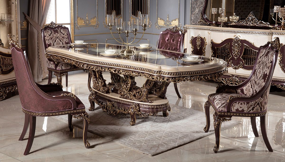Royal Volendam Hand Carved Teak Dining Table Set II, Saharanpur, view 2