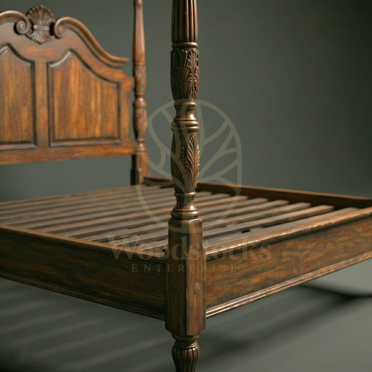 Royal Hand Carved Teak Surrey Estate Georgian Four Poster Bed, Saharanpur, view 5