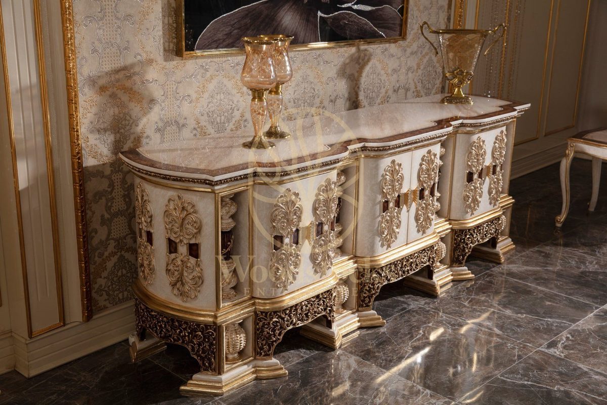 Teak Monaco Cream and Gold TV Cabinet, alternate view