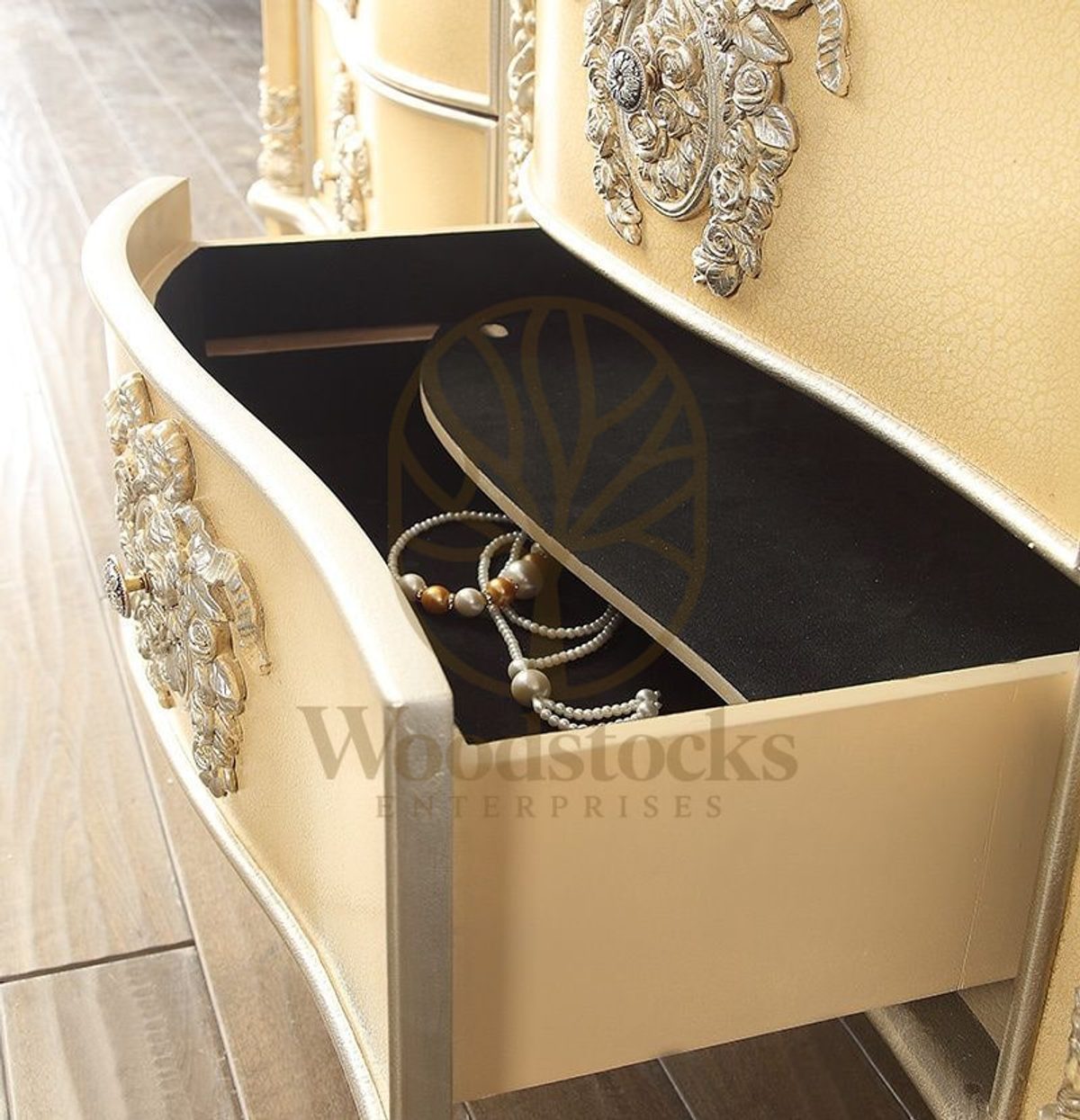 Teak Antique Silver Dressing Table, view 3