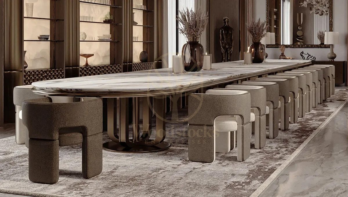 Luxury Dining Marble Handcrafted Teak Dining Table Set, Saharanpur, view 2
