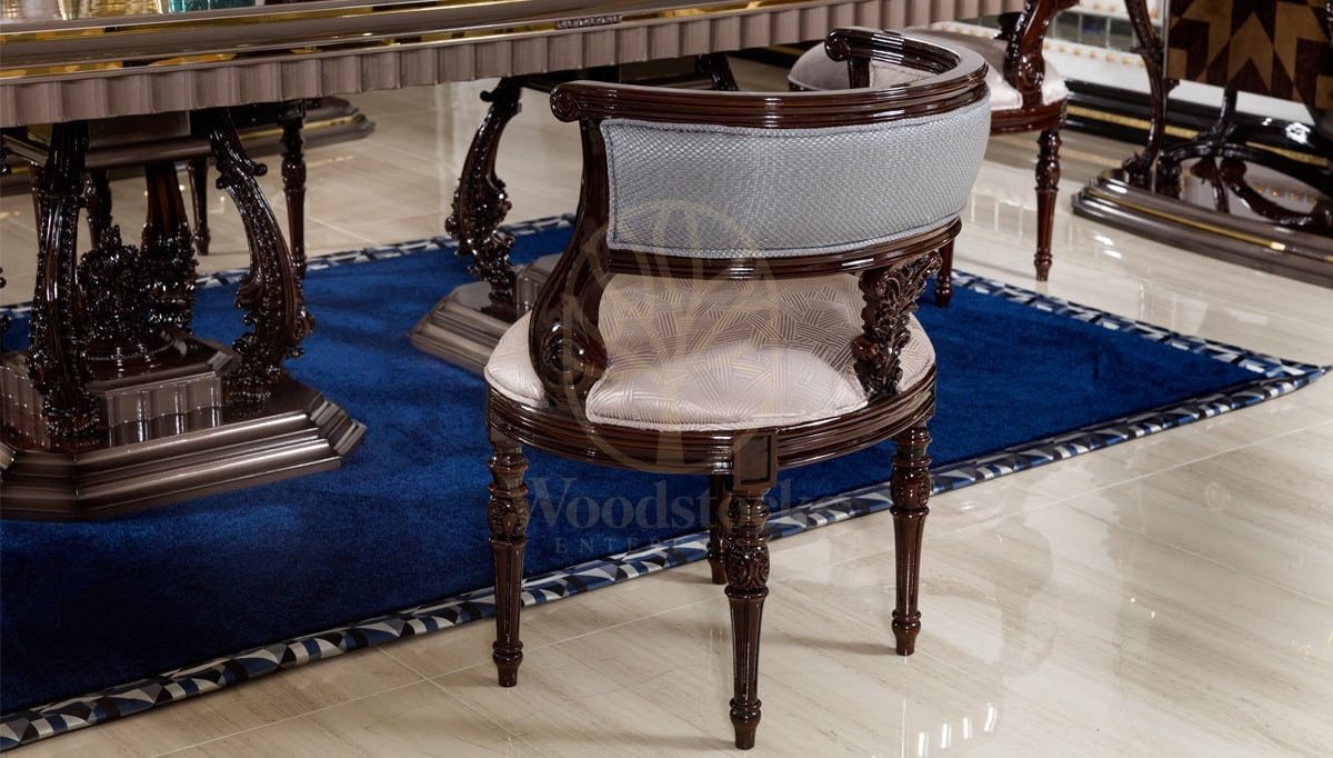 Royal Delano Hand Carved Teak Dining Table Set II, Saharanpur, view 3