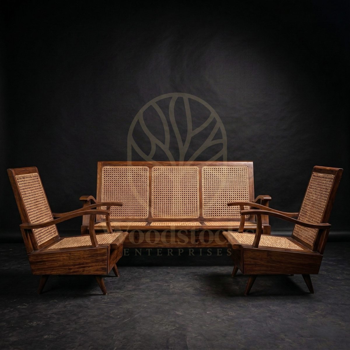 Luxury Teak Matunga Art Deco Cane Lounge Sofa, Saharanpur, Sofa Set