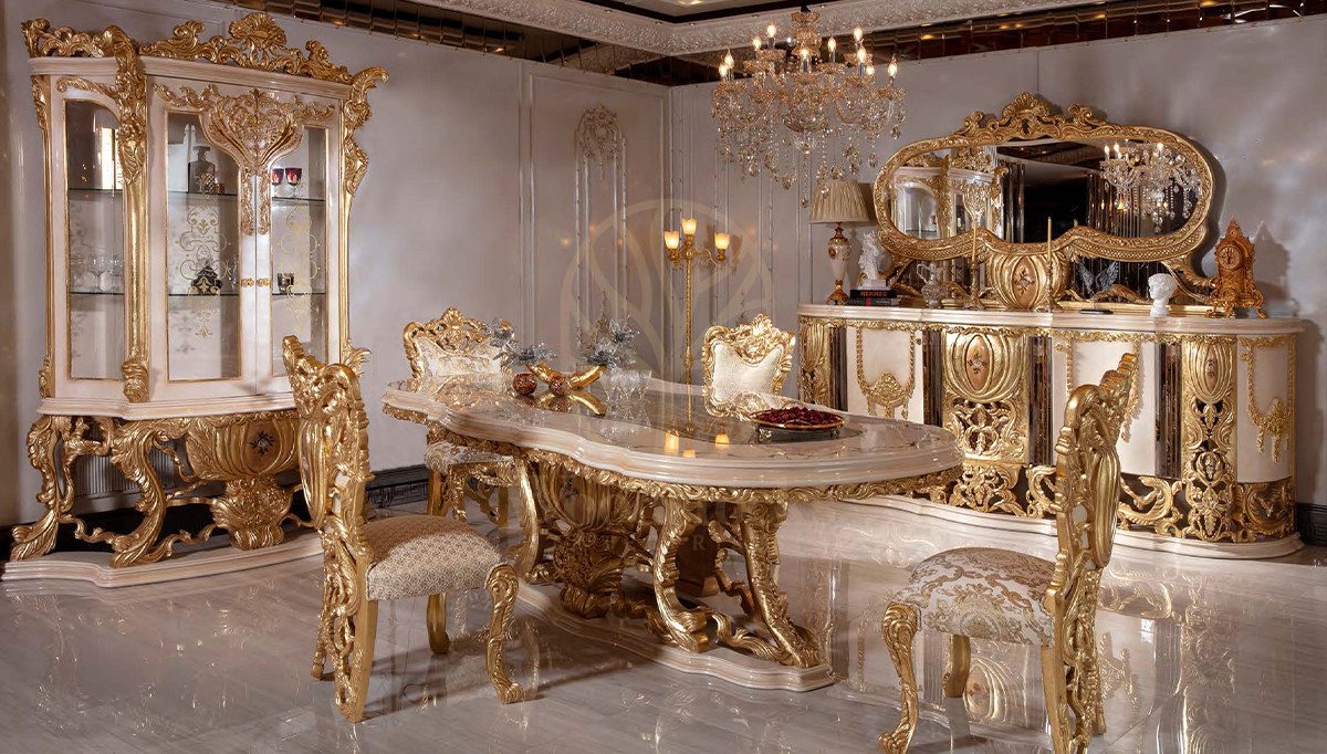 Royal Atlantik Hand Carved Teak Dining Table Set, Saharanpur, Dining Table