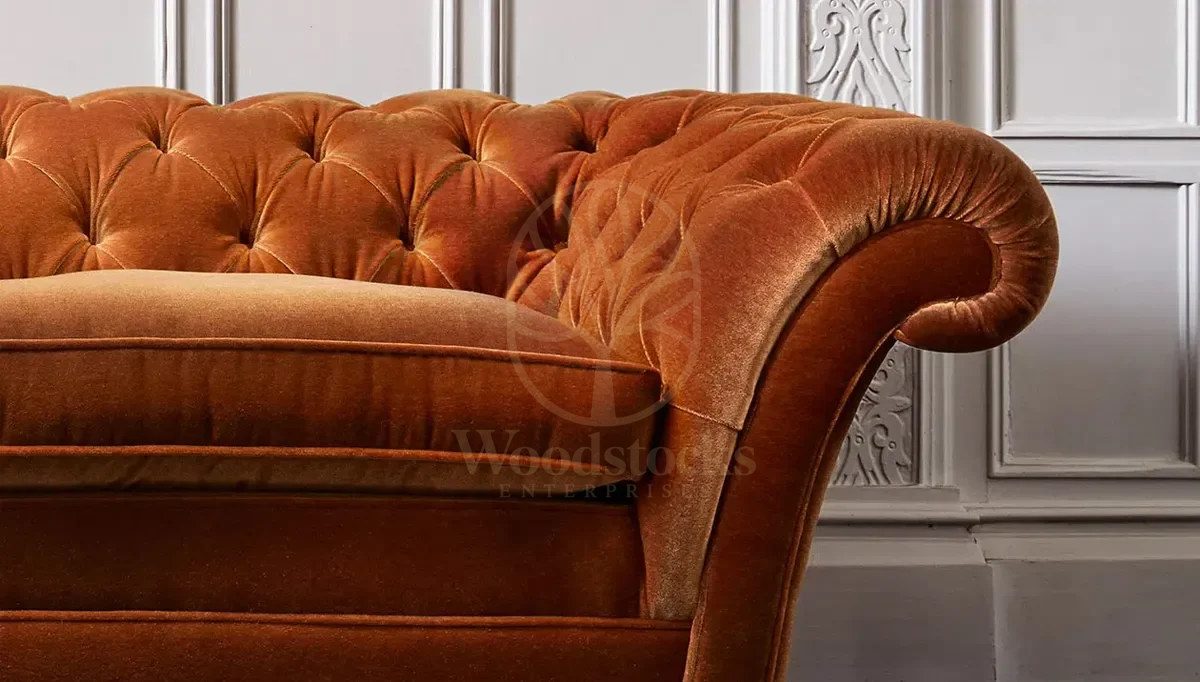Royal Chesterfield Velvet Hand Carved Teak Sofa Set, Saharanpur, view 2