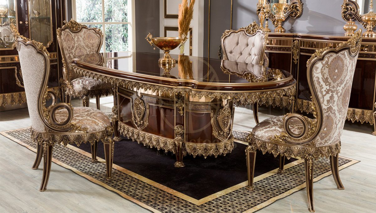 Royal Melina Brown Hand Carved Teak Dining Table Set, Saharanpur, view 2